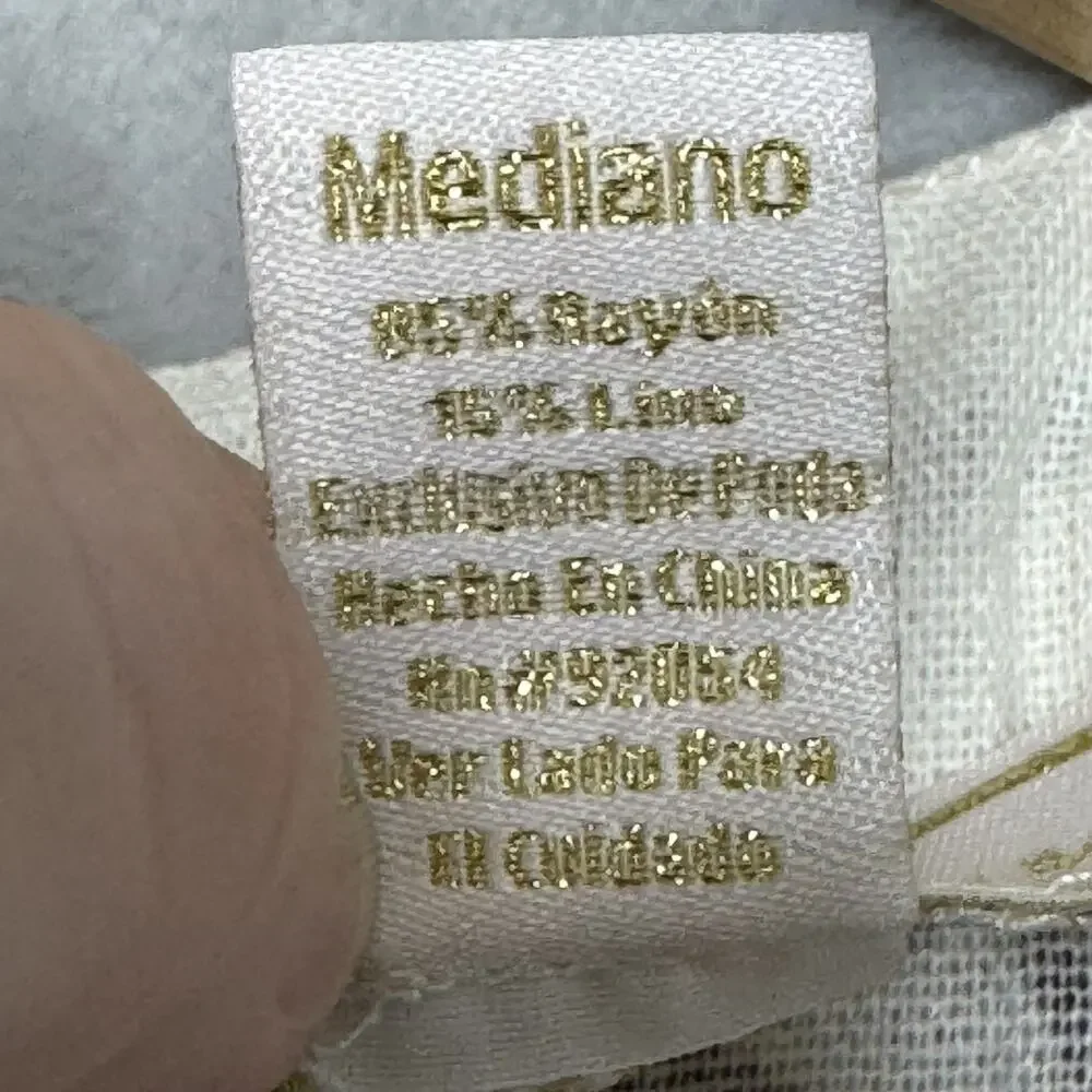 Rich & Famous Tank Top Womens Medium White Brown Paisley Halter Beaded Trim - Picture 5 of 7